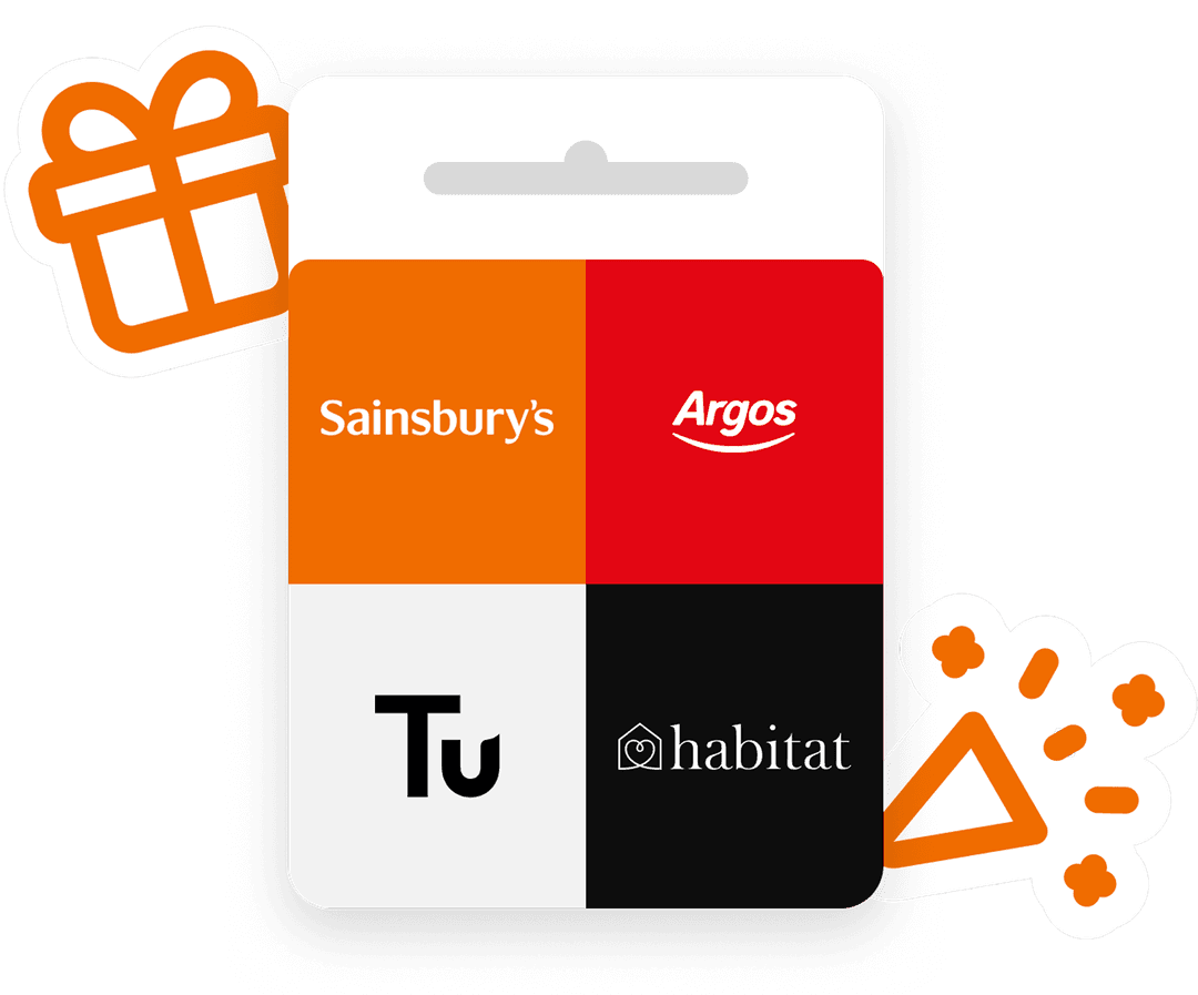 Sainsbury's, Argos, Tu and Habitat savings card with gift decorations